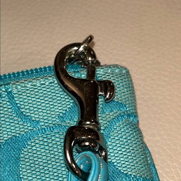 Coach Turquoise Signature Canvas Wristlet - Picture 10 of 10